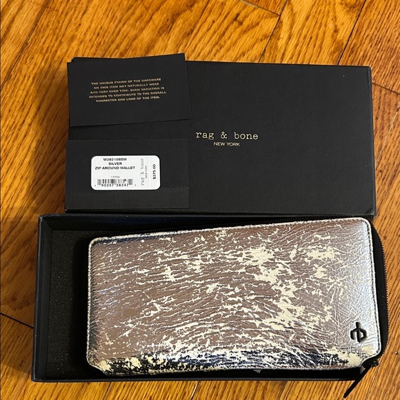 rag & bone Handbags - Rag & Bone Distressed silver zip around leather Wallet